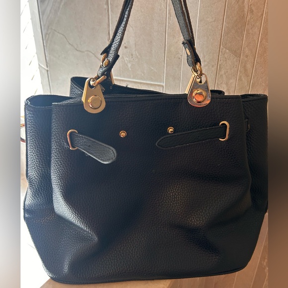 Michael Kors Black Leather Satchel with Gold Hardware - Picture 3 of 9